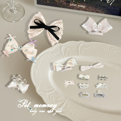手工迷你碎发宠物bb夹蝴蝶结发夹小香风猫咪约克夏马尔济斯比熊