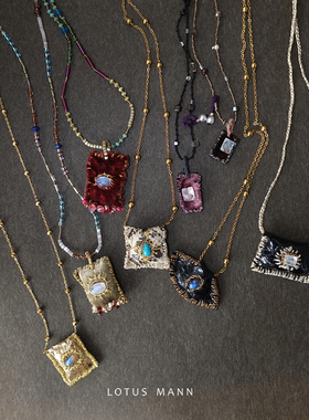 路塔斯曼 迷你串珠月光石宝石眼包包项链编织项链