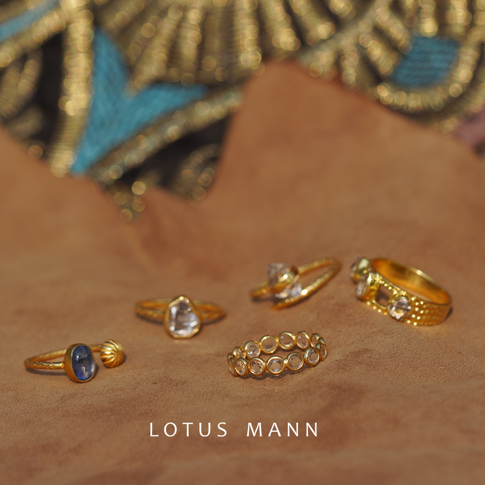 净.赫尔基蒙多宝石钉子开口戒指925银镀金