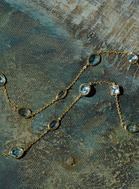 11月生辰.星系.托帕石与银镀金项链 Lotus Mann