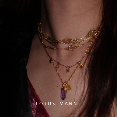 Talisman致胜法宝.7色水晶佑护.好运项链高品质工匠系列22K镀金