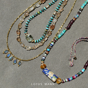 Gilded 绿松石烟晶托帕石拉长大溪地尖晶项链 Gems鎏金魅影.多款