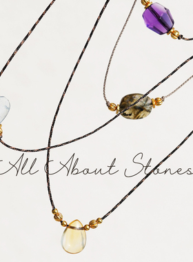 All About Stones.多款珍珠黄水晶拉长石海蓝宝芭比粉水滴吊坠