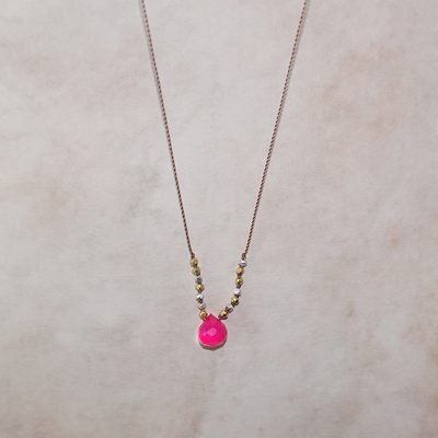芭比.荧光粉红玛瑙项链