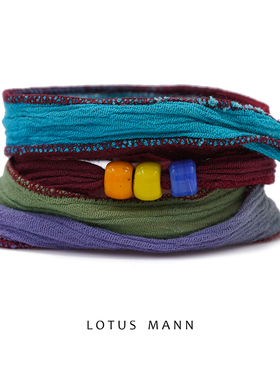 限量手工染褶皱棉布手绳.不经意的彩.LotusMann