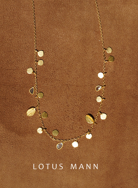 叶影.天然干邑色钻石与手工银项链银镀22K金 波尔基钻石