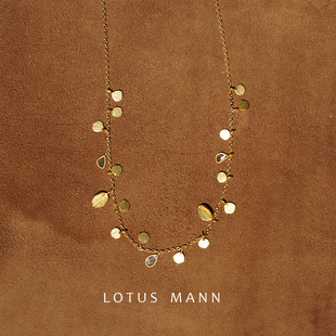 叶影.天然干邑色钻石与手工银项链银镀22K金 波尔基钻石