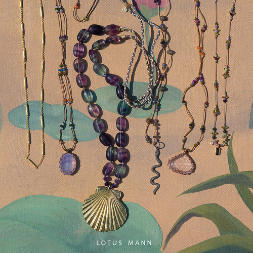 Golden Echoes.贝壳宝石眼 项链.薰衣草紫晶石榴石碧玺