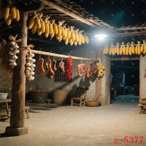 网红主播直播间背景布3d立体农村