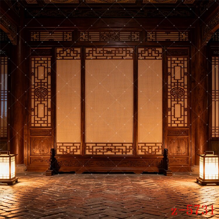 主播直播背景布中国风古装影楼摄影背景室内拍照挂画布中式屏风3d