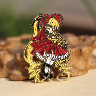 动漫周边蔷薇少女真红烤漆闪粉金属徽章 饰品pin 日漫胸针书包装