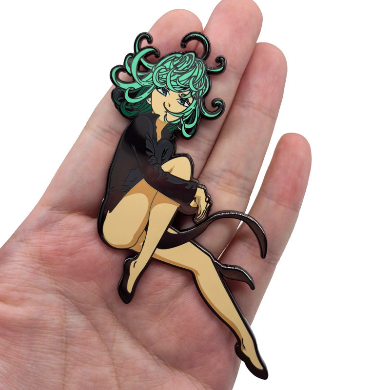 thumbnail for Trembling tornado metal badge One Punch Man anime brooch Creative school bag decoration