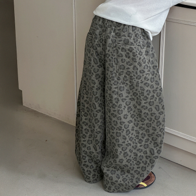 男童豹纹休闲裤儿童秋冬款加绒