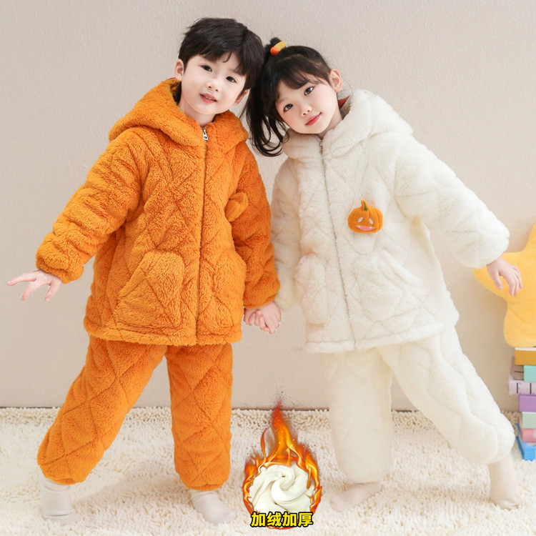 男女童宝宝可外穿三层冬装家居服