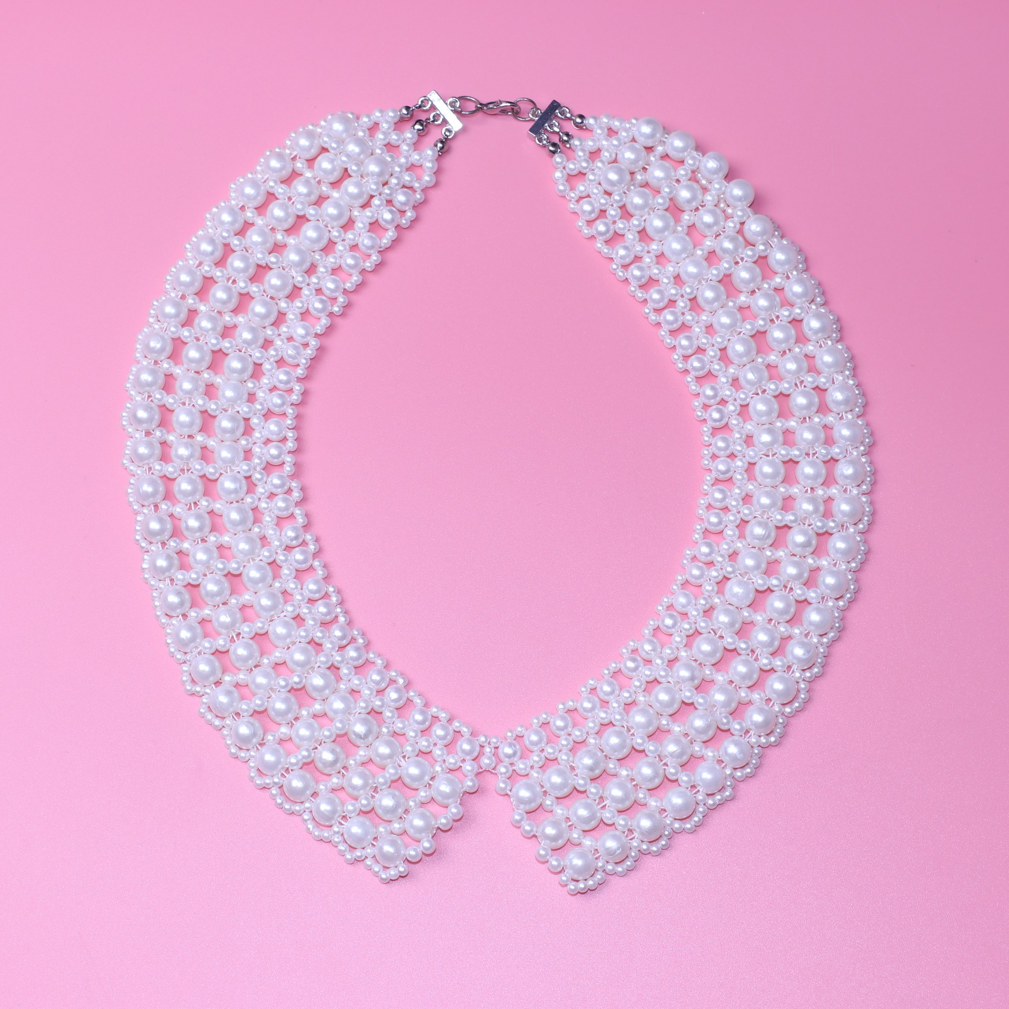 HOT SELLING FANCY HOLLOW PEARL FALSE COLLAR PEARL NECKLACE CLAVICLE CHAIN HANDMADE BEADED NECKLACE B03