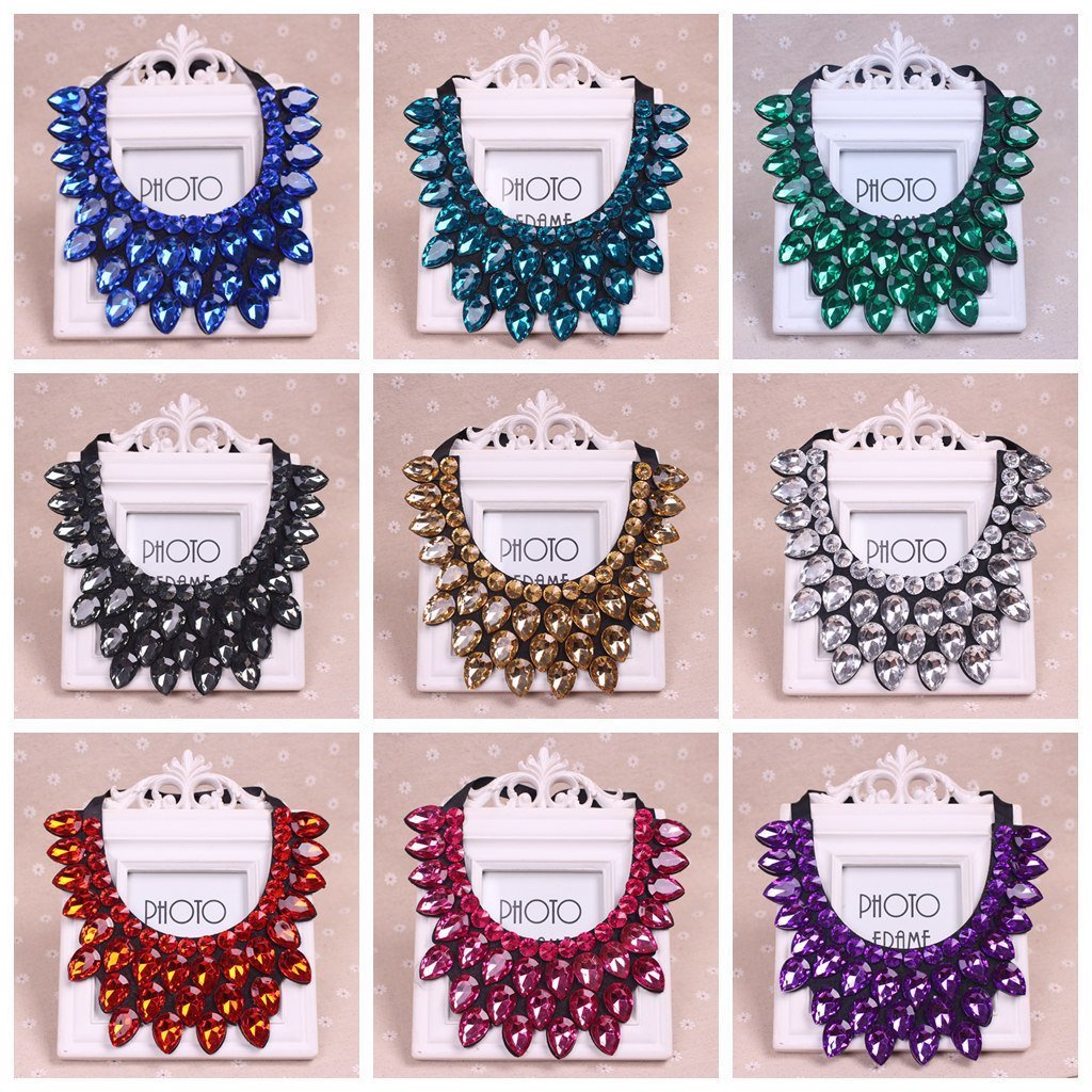 进口亚克力假领夸张挂饰锁骨满钻