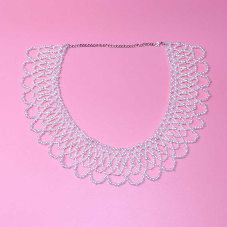 HOT SELLING NEW FANCY HOLLOW PEARL FALSE COLLAR PEARL NECKLACE SHORT CLAVICLE CHAIN HANDMADE BEADED NECKLACE B15