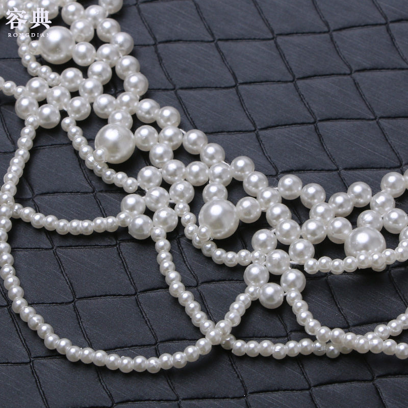 WOMENS MULTI-LAYERED PEARL FALSE COLLAR CELEBRITY KOREAN FAKE COLLAR HANGING PEARL NECKLACE NECKLACE NECKLACE