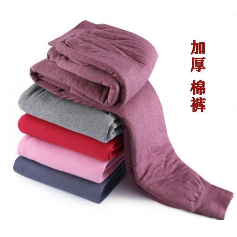 中老年加厚保暖裤纯棉女加肥加大码妈妈冬季高腰全棉三层夹棉棉裤
