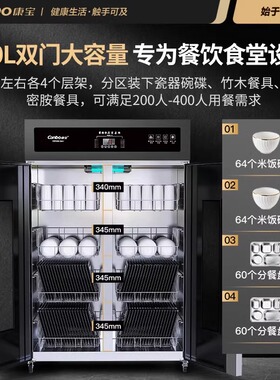 康宝消毒柜XDR800-CMA1商用食堂饭店密胺热风循环消毒碗柜对开门