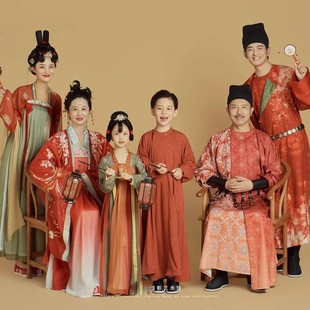 新影楼主题服装中式全家福汉服中国风六口家庭装新年拍照衣服古装