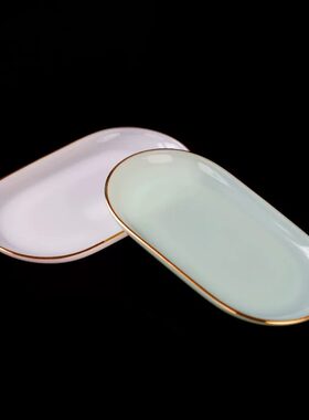 泰国进口PEARL玉瓷金边毛巾碟家用毛巾放置盘香皂小碟子吐骨碟