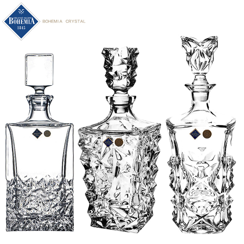 捷克进口BOHEMIA水晶玻璃洋酒瓶威士忌酒樽家用红酒醒酒器倒酒器