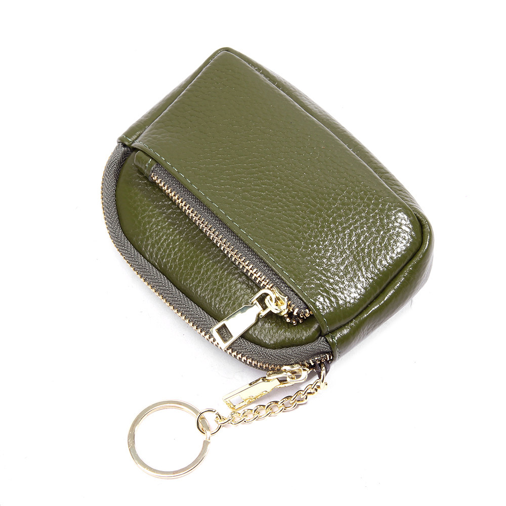 真皮短款拉链钱包女士迷你钥匙包卡片硬币零钱袋二合一纯色零钱包