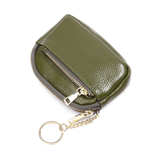 真皮短款拉链钱包女士迷你钥匙包卡片硬币零钱袋二合一纯色零钱包