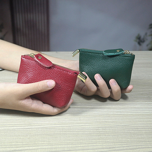 精致迷你真皮小钱包女士简约时尚钥匙硬币卡包新款纯色口袋零钱包