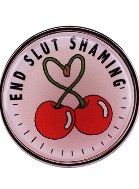 end slut shaming Cherry Brooch feminist girl Power badge pin