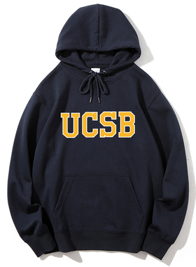 UCSB加州大学圣塔芭芭拉分校连帽加绒卫衣班服打底纪念品聚会校服