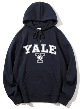 YALE 耶鲁大学连帽卫衣校服青少年学生秋冬季加绒加厚班服外套