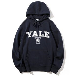 YALE 加绒加厚班服外套 耶鲁大学连帽卫衣校服青少年学生秋冬季