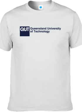 热卖QUT昆士兰科技大学T恤 文化衫 班服纪念品圆领纯棉短袖情侣