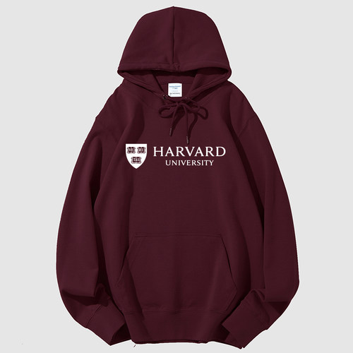 哈佛大学冬季加绒加厚连帽卫衣