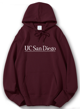 新品UCSD加大圣迭戈分校校服套头连帽加绒宽松卫衣男女班服定制