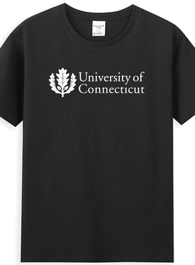 新品康涅狄格大学T恤UCONN班服 文化衫纪念品 圆领纯棉情侣短袖包