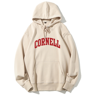 包邮Cornell康奈尔大学校服套头连帽口袋宽松卫衣男女同款校服