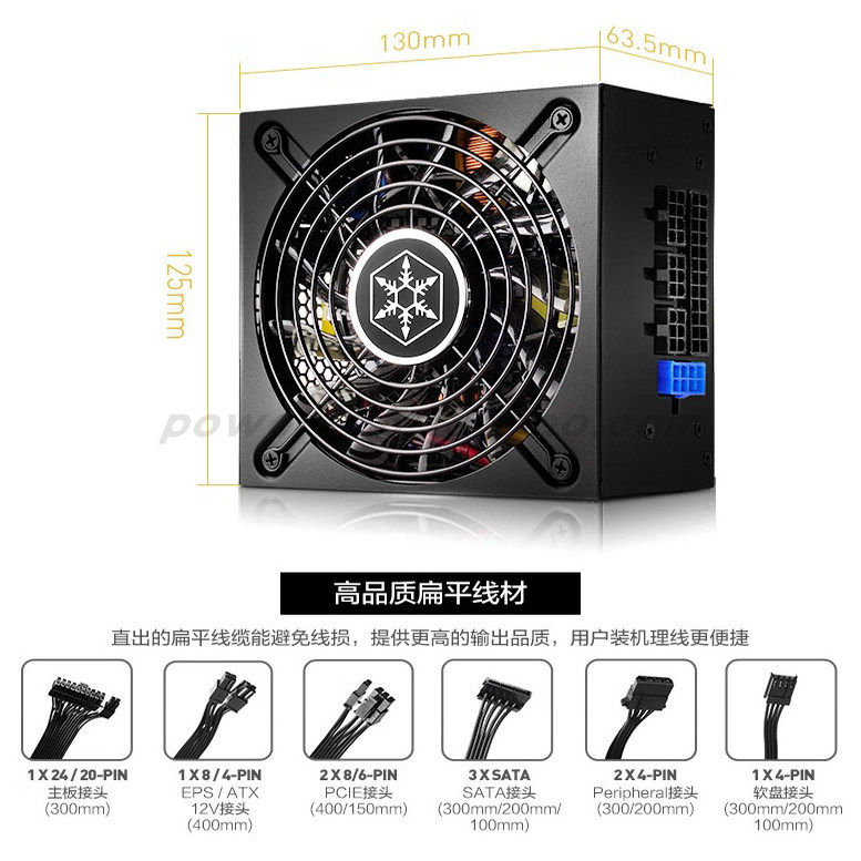 银欣(SilverStone )额定500W全模组SFX金牌ITX小机箱电脑电源