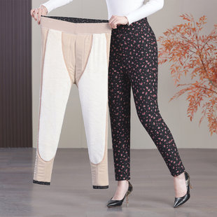 加绒保暖厚裤 中老年妈妈冬装 老人奶奶装 女高腰直筒休闲长裤 子 棉裤