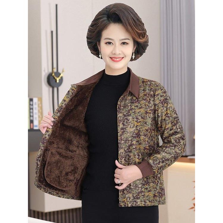 妈妈秋冬装加绒厚外套2025新款50岁60中老年女冬季休闲保暖小棉袄