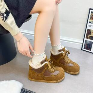 包邮2026新款外贸羊羔毛雪地靴女冬季马丁靴防滑及踝靴短靴女棉鞋