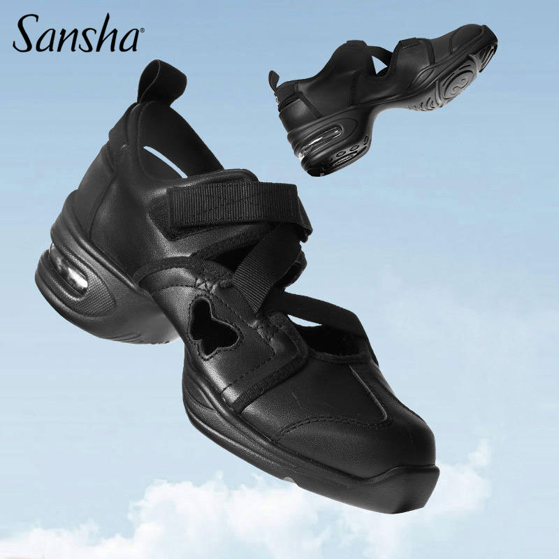 正品三沙sansha舞蹈鞋气垫底爵士舞现代舞鞋夏季牛皮凉鞋广场舞鞋