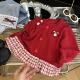 休闲时髦可爱红色蘑菇拼接裙摆卫衣 韩版 女童卫衣秋季 新款