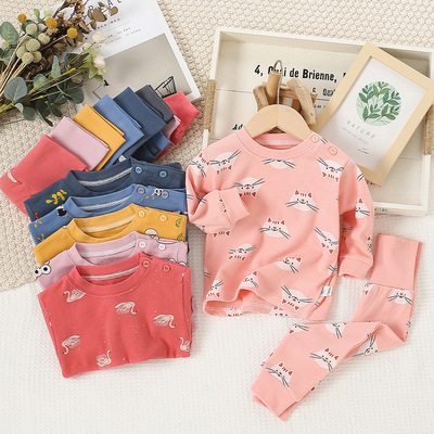 儿童内衣套装纯棉男童秋衣秋裤宝宝高腰保暖女童家居服秋装童装