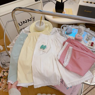 女童裤 洋气森系阔腿裤 子新款 休闲八分直筒裤 薄款 夏季