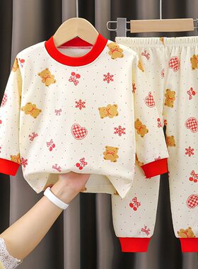 纯棉韩版秋冬女童家居服内衣套装