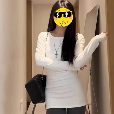 韩系中长款长袖T打底衫修身显瘦