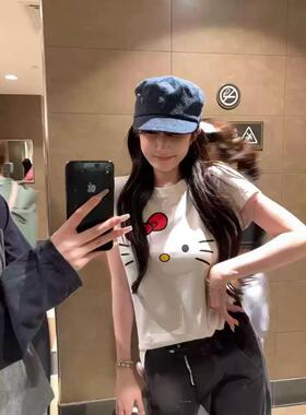 Hellokitty凯蒂猫卡通印花短袖T恤女夏2026新款甜辣修身显瘦上衣